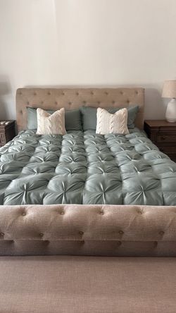 California king Tempur-Pedic elite Breeze mattress WITH matching box spring AND Tufted Upholstered Bed Frame