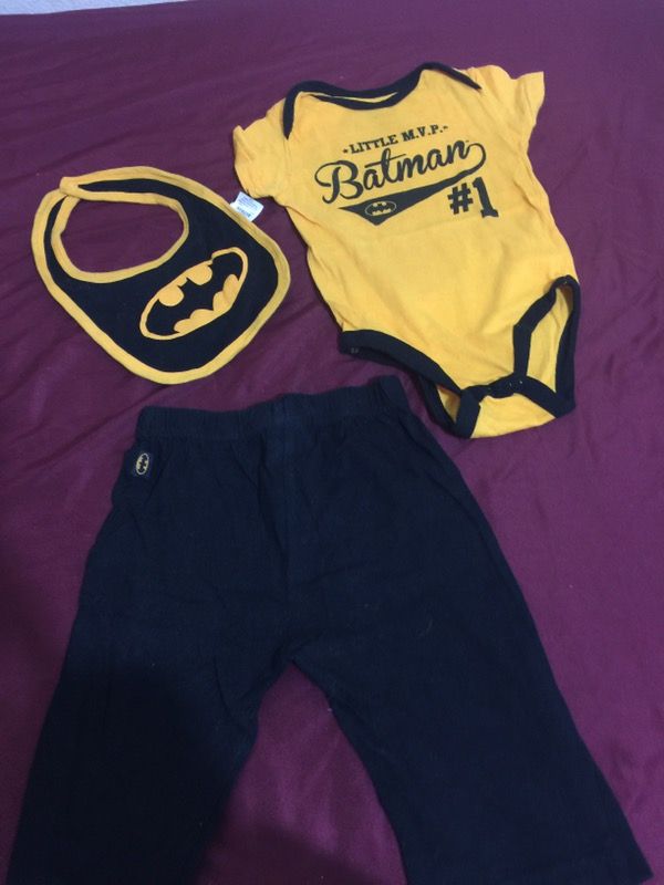 toddler's Batman onesie with bib and pants set