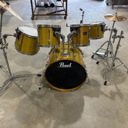 Pearl Export Series Drum Set Yellow Sabian B8 Cymbals Hardware Kit