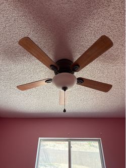 Harbor Breeze Mayfield 44-in Bronze with Flush Mount Ceiling Fan With Light and Pull Chain Included