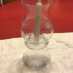 Princess House Heritage Crystal Hurricane Shade: Floral Etched Candle Holder