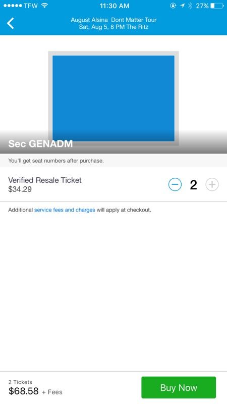 Two august Alsina tickets