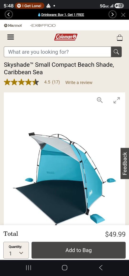 Coleman Beach Tent