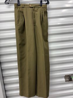 Condor Green Twill Work Pants Pleated Front Relaxed Straight Leg Boy’s 6/7