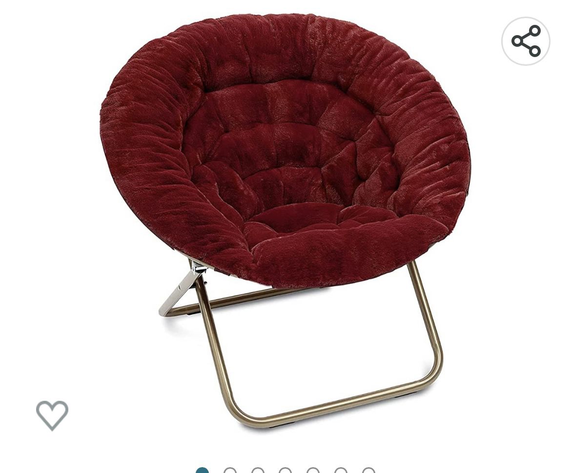 Milliard Cozy Chair/Faux Fur Saucer Chair for Bedroom/X-Large (RED)
