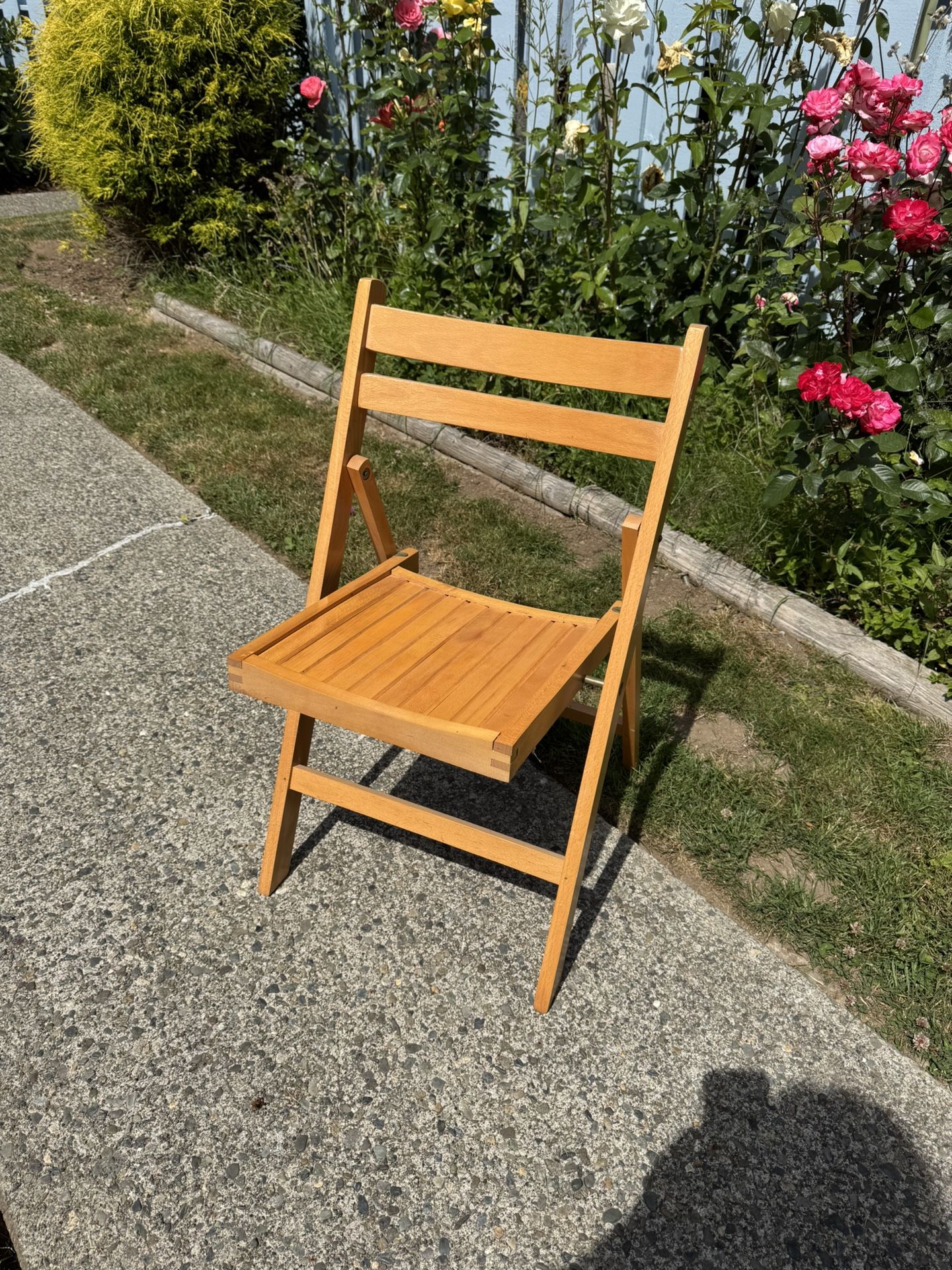 4 Wood Slatted Folding Chairs $40 Total