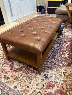 Tuffed Leather Ottoman-Coffee Table