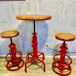 Set Table And 2 Bar Stools Industrial 