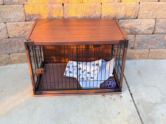 Wood Top Dog Crate with Wire Sides