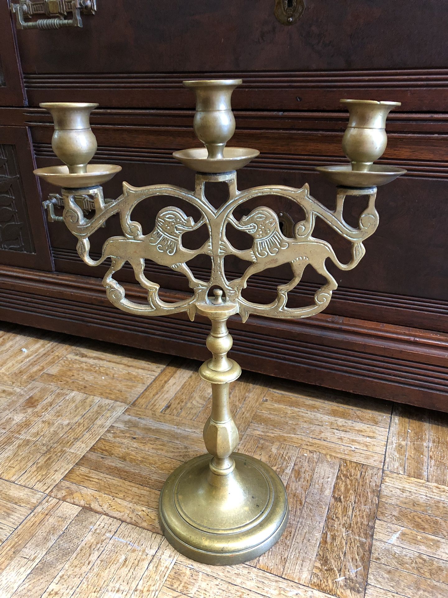 Vintage bohemian brass candelabra