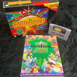 EarthBound SNES CIB Player’s Guide, Scratch & sniff cards, Box & Cart, Authentic