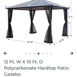 12 Ft. W X 10 Ft. Hardtop Patio Gazebo