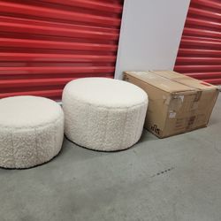 Beautiful 2pc Round Ottoman, Stool, Foot Rest, Table