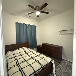 URGENT SALE• PICKUP BY SUNDAY: queen mattress, bed frame, 2 drawer nightstand, 6 drawers dresser!