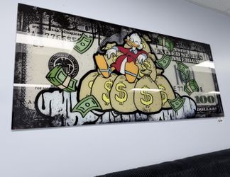 Scrooge tempered glass wall Art 63”x24”
