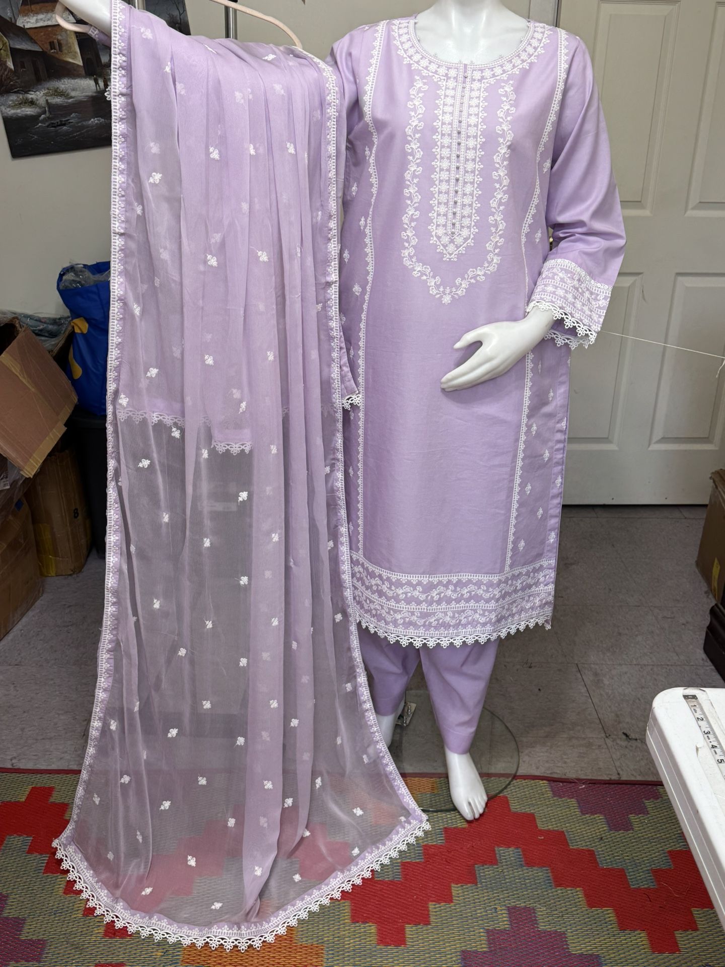 Cotton Party Wear Dress Chiffon Dupatta