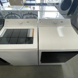Lg Top Load Washer With Agitator & Electric Dryer Set In White