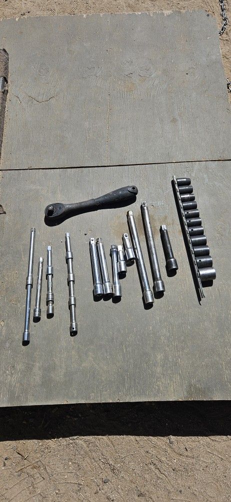 Socket Wrench And Extentions And Some Sockets