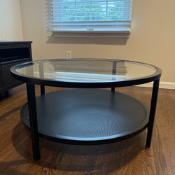 Metal Coffee Table w/ Glass Top