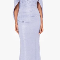 Betsy Adam Size 8 ELAINE" LONG METALLIC CRINKLE COWL NECK BACK DRESS