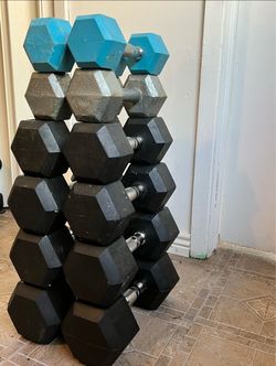 Rubber hex Dumbbell set