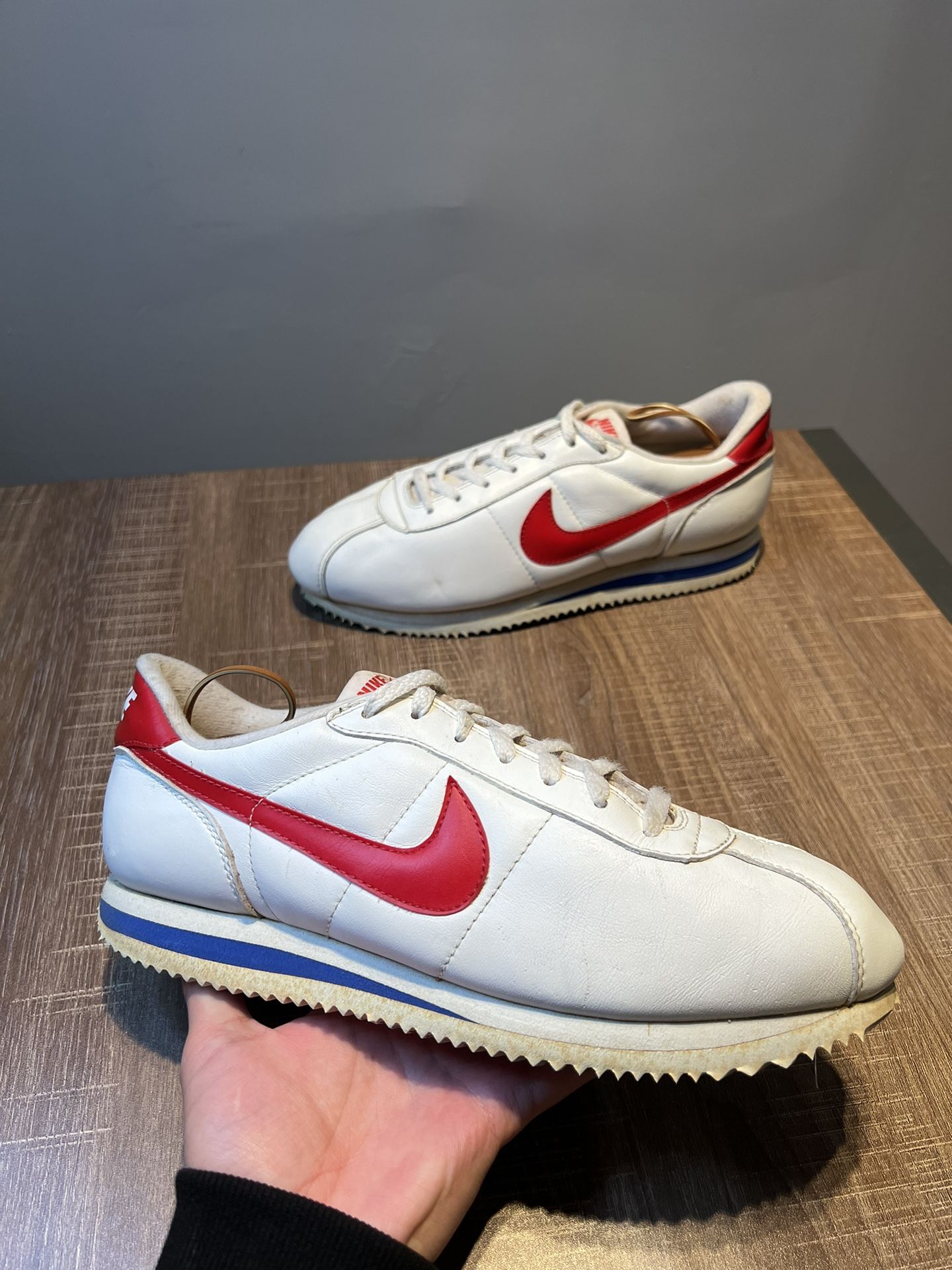 VINTAGE 90's NIKE CORTEZ LEATHER (WHT/ RED) OG RUNNING SHOES Size 11