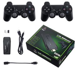 1 Piece Wireless Retro Game Stick With 64G Memory Card With 9 Emulators, 2-Person Wireless TV Game Control Support 4K HDMI, Video Game Support 4 Playe