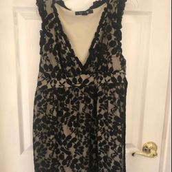Size L Black lace Dress with ivory under lay 