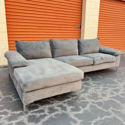 Free Delivery - Modern Gray Velvet Sectional Couch