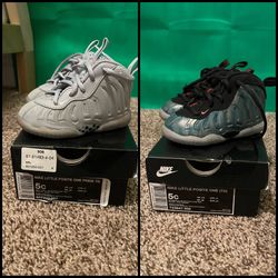 2 pairs of Nike foamposites for kids size 5c