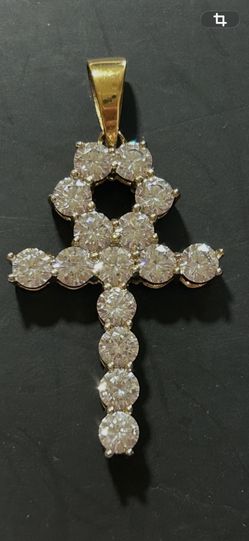 GG MICRO DIAMOND ANKH GOLD NECKLACE PENDANT 18KGP