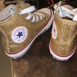 Girls Gold Shimmery Converse
