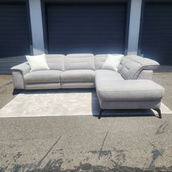 Gray Power Reclining Sectional Couch 