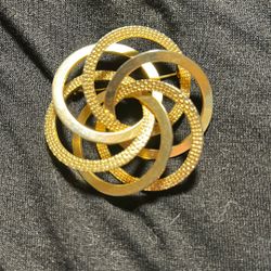 Marvella geometric brooch pin Gold Tone Vintage Fashion large Signed MSM USA