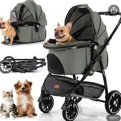 New In Box Olive Green Pet Stroller Top Quality