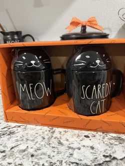 Rae Dunn Halloween Cat Mug Set