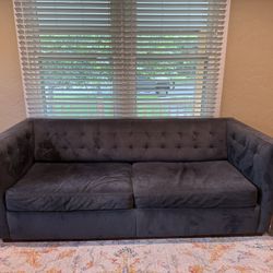 West Elm Blue Couch And Side Tables