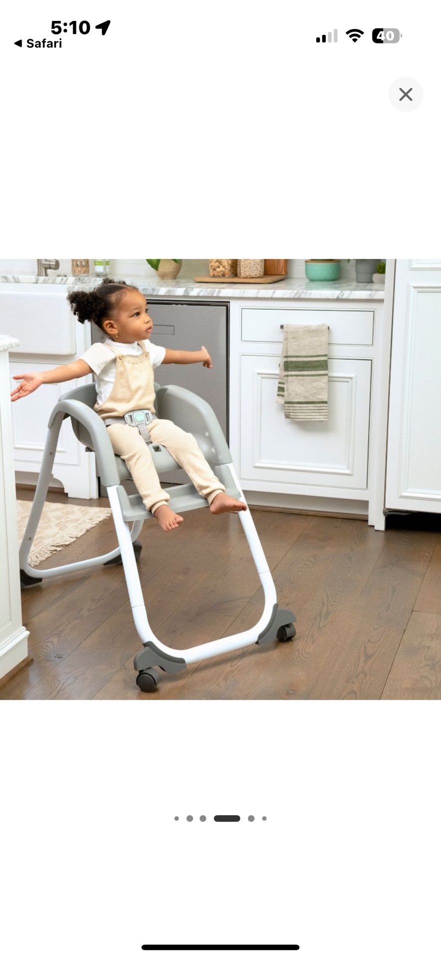 Toddler Booster/High chair Seat With Rolling Wheels