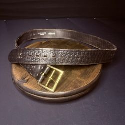Size 36" Leather Belt Gold Buckle Basket Weave Leather