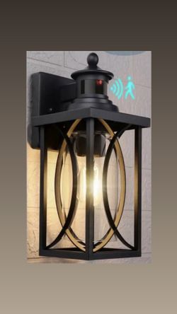 NEW Outdoor Motion Sensor Wall Light | Waterproof Black Lantern – Porch/Garage Ready