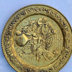 Brass Colonial Wall Plate 16 1/2 " Round 3-D Made in England