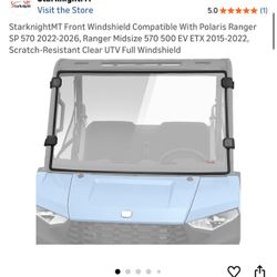 StarknightMT Front Windshield Compatible With Polaris Ranger SP -2026, Ranger Midsize 570 500 EV ETX 2015-2022, Scratch-Resistant Clear UTV Fu