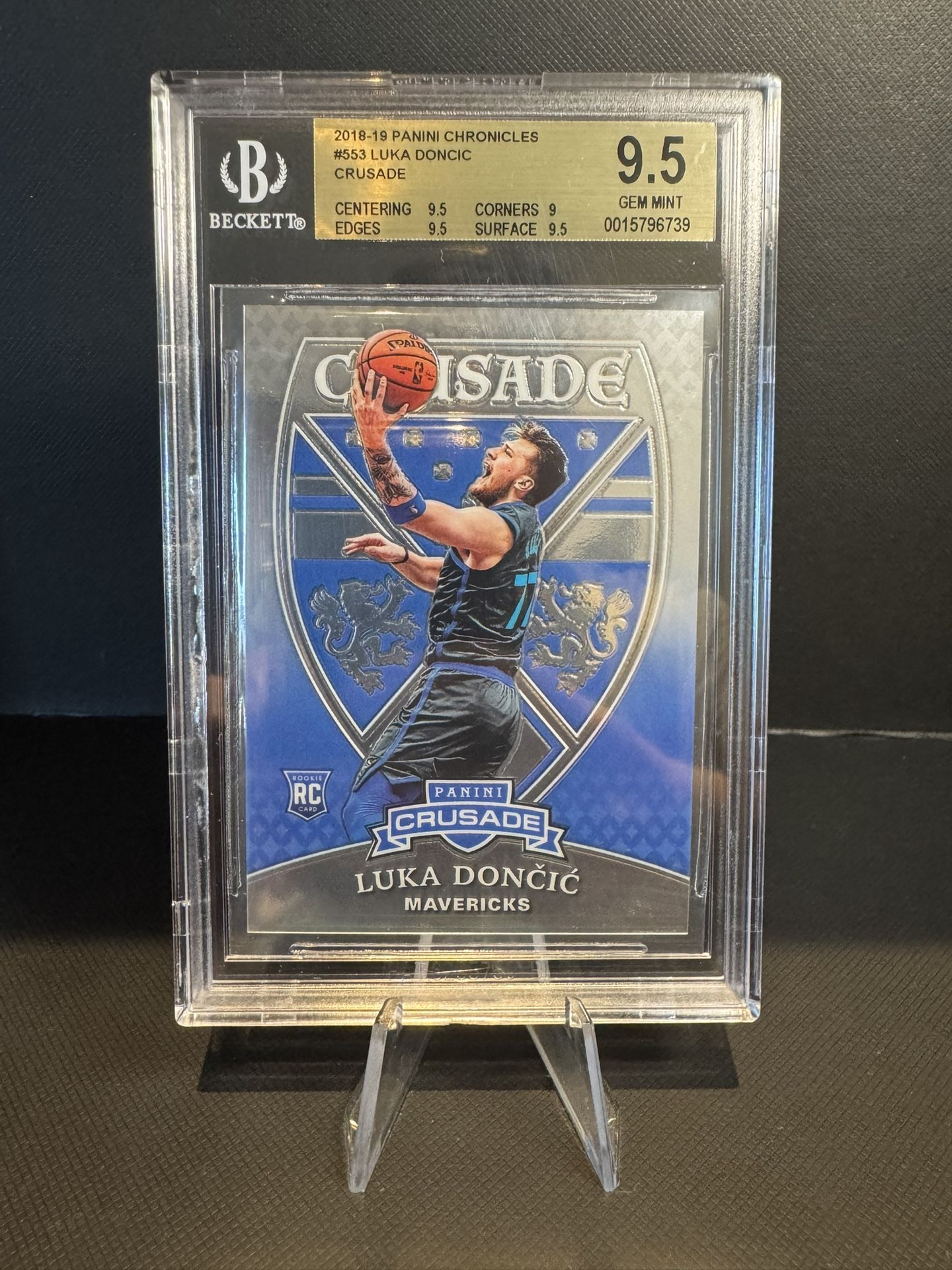 Luka Doncic 2018-19 Panini Chronicles #553 Crusade Rookie Card Beckett GEM MT 9.5