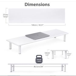 Dual Monitor Stand Riser White