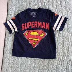 Superman kids shirt Sz 5 navy blue 