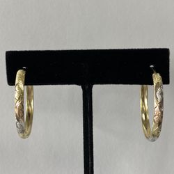 14K Heart Hoops Earring