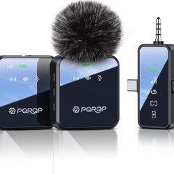 PQRQP 3 in 1 Microphone for iPhone/Android/Camera, Wireless Microphones, 328ft Transmission, 18H Battery Life, Mini Microphone for Record Interview, V