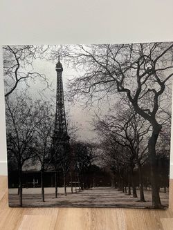 Large Eiffel Tower Canvas Art - 35" x 35" Paris Black & White