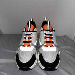 Dior White & Burnt Orange 'B22' Sneakers