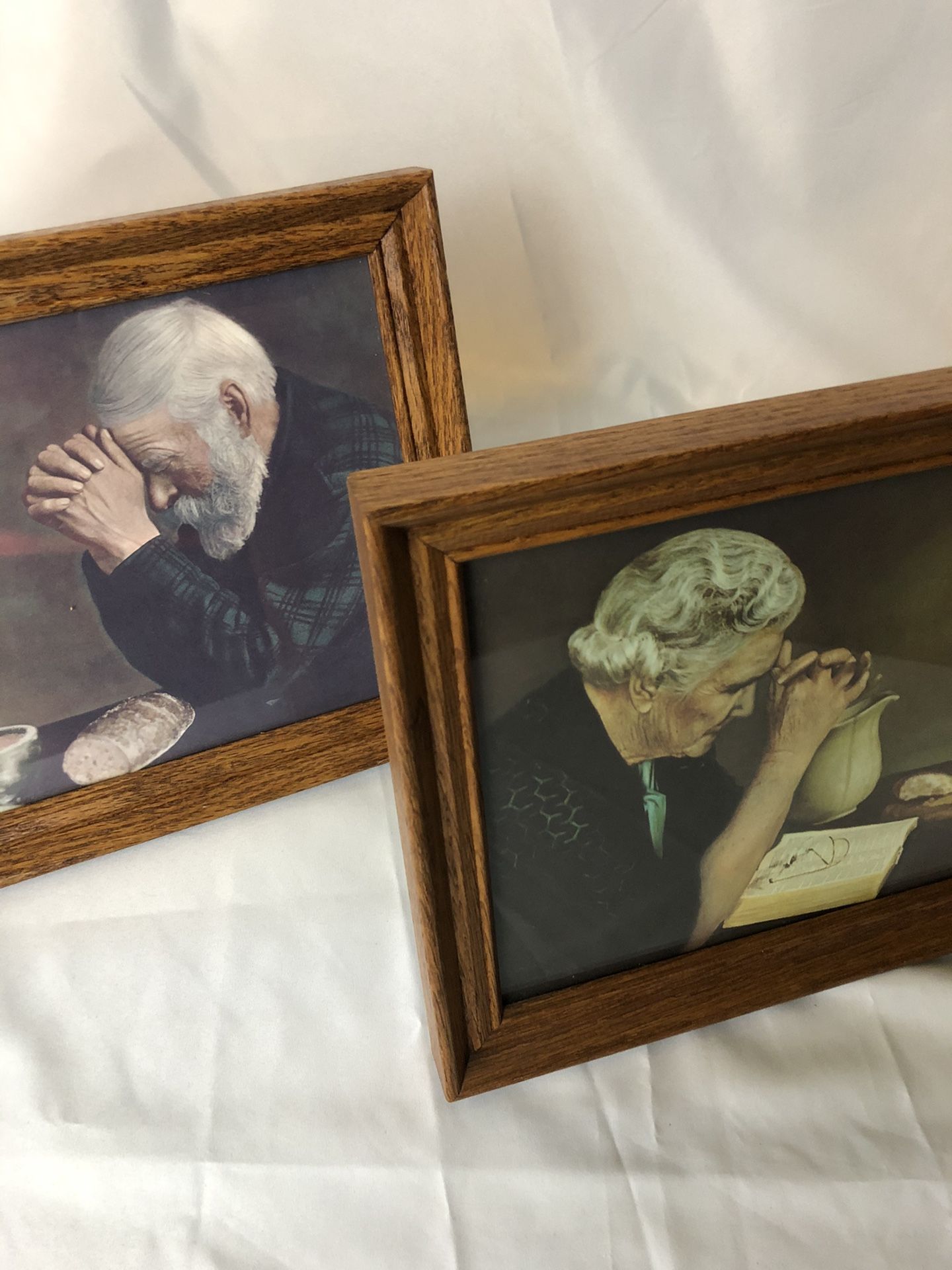 Vintage grandma and grandpa praying art